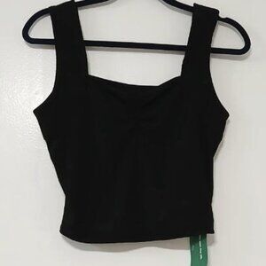 SHEIN Black Ribbed Square Neck Crop Tank Top – Size M